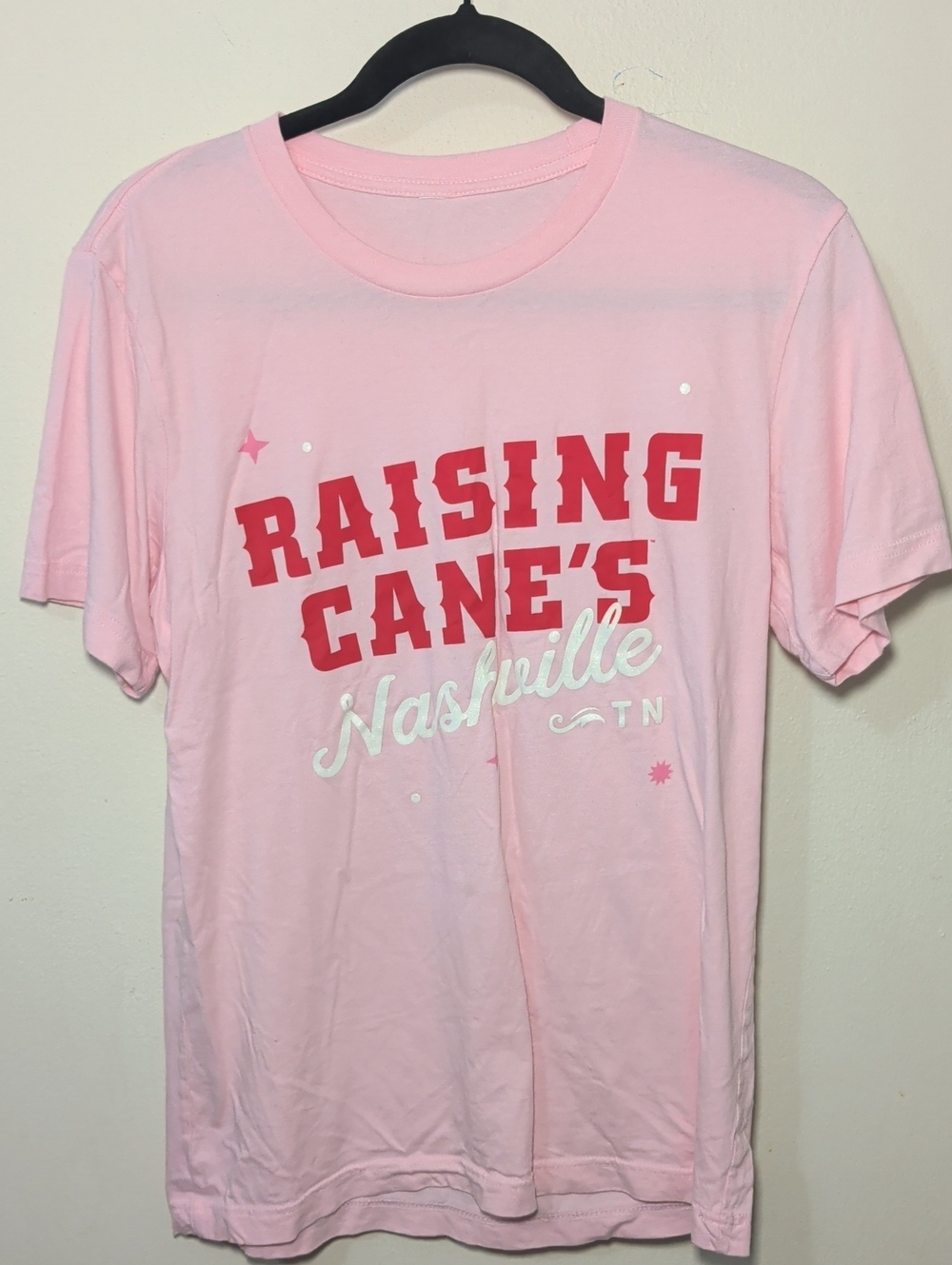 Raising Cane's Nashville T-shirt Pink + Red Western Theme Women's Size S*